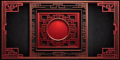 The primary subject of the image is a red circle with a gold center, which is part of a larger design. The setting is a black background, and the visual style appears to be a combination of digital art and illustration. The dominant colors are red and gold, creating a bold and eye-catching appearance. The overall atmosphere of the image is vibrant and visually striking.