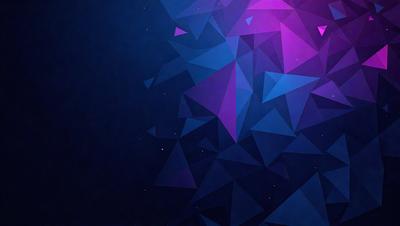 The primary subject of the image is a geometric pattern, which is a digital art piece. The setting is a dark blue background, creating a contrasting and visually striking scene. The visual style is a combination of digital art and geometric patterns, giving the image a modern and artistic appearance. The dominant colors are dark blue and purple, creating a moody and sophisticated atmosphere.