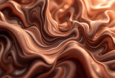 The primary subject of the image is a close-up of a chocolate-colored surface, possibly a chocolate cake or a chocolate-themed wallpaper. The setting appears to be a kitchen or a dining area, as the chocolate surface is the main focus of the image. The visual style is a close-up, which emphasizes the rich texture and color of the chocolate. The colors and mood of the image are predominantly brown and warm, creating a cozy and