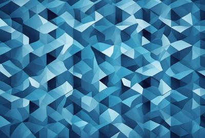 The primary subject of the image is a blue geometric pattern, which is the main focus of the image. The setting is a blue background, and the visual style is a digital art or illustration. The dominant colors are blue and white, creating a calm and soothing atmosphere.