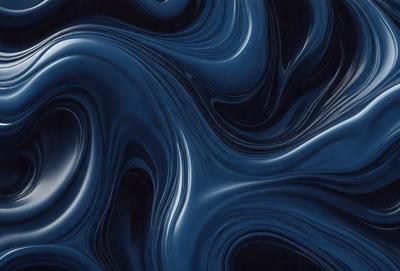 The primary subject of the image is a blue, swirling, and flowing pattern. The setting is a dark background, which contrasts with the blue pattern. The visual style is a digital art or illustration, creating a dynamic and captivating scene. The dominant colors are blue and black, giving the image a calm and serene atmosphere.