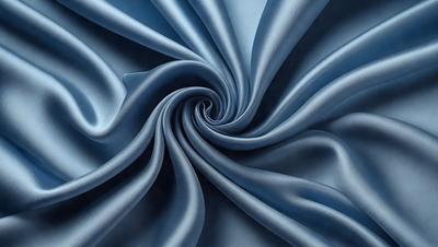 The primary subject of the image is a blue fabric, possibly a piece of cloth or a curtain, with a spiral pattern. The setting is a room with a blue background, and the visual style appears to be a digital art or illustration. The colors and mood of the image are predominantly blue, creating a calm and serene atmosphere.