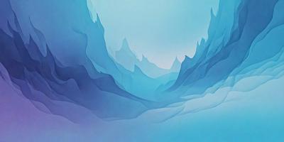 The primary subject of the image is a mountainous landscape, featuring a large mountain with a blue sky in the background. The setting is a vast, open space with a sense of depth and dimension. The visual style is a combination of digital art and illustration, creating a vibrant and dynamic scene. The dominant colors are blue and white, with the blue sky and the mountain's snowy appearance, giving the image a serene and majestic mood.