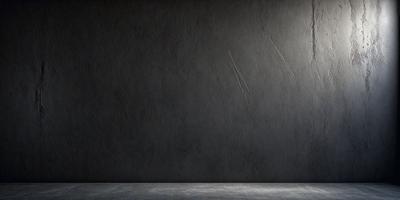 The primary subject of the image is a large, grey brick wall. The setting is a plain, empty room with the brick wall as the main focus. The visual style is a photo, capturing the texture and details of the brick wall. The colors and mood of the image are predominantly grey and neutral, creating a calm and uncluttered atmosphere.
