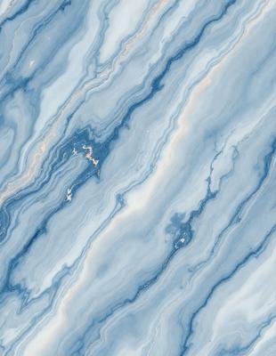 The primary subject of the image is a blue and white marbled tile. The setting is a bathroom, as indicated by the presence of the marbled tile. The visual style is a close-up of the tile, showcasing its intricate design. The dominant colors are blue and white, creating a calm and soothing atmosphere.