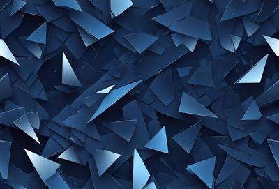 The primary subject of the image is a blue background with a pattern of triangular shapes. The visual style appears to be a digital art or illustration, as the triangles are arranged in a visually appealing manner. The colors and mood of the image are predominantly blue, creating a calm and serene atmosphere.