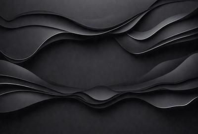 The primary subject of the image is a black and white artwork featuring a series of curved lines and shapes. The setting is a black background, which contrasts with the artwork, emphasizing the lines and shapes. The visual style is a combination of digital art and illustration, creating a unique and intricate pattern. The colors and mood of the image are predominantly black and white, giving it a modern and minimalist appearance.