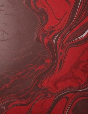 The primary subject of the image is a red marbled surface, which appears to be a piece of marble or a marbled wall. The setting is a room with a red marbled wall, and the visual style is a close-up of the marbled surface. The colors and mood of the image are predominantly red, creating a warm and vibrant atmosphere.
