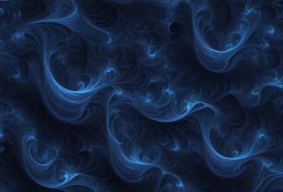 The primary subject of the image is a blue and white swirling pattern, which appears to be a digital art or illustration. The setting is a dark blue background, creating a contrasting and dramatic effect. The visual style is a combination of digital art and illustration, with the swirling pattern being the main focus of the image. The colors and mood of the image are predominantly dark and moody, with the blue and white swirls creating a sense of depth and intrigue.