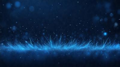 The primary subject of the image is a blue background with a pattern of blue and white light streaks. The setting appears to be a dark room, and the visual style is a digital art or illustration. The colors and mood of the image are predominantly blue and white, creating a sense of depth and contrast.