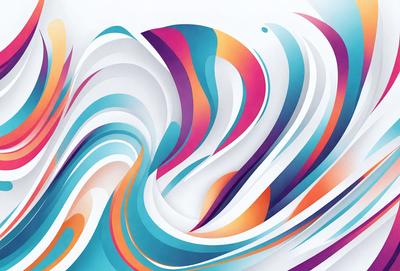 The primary subject of the image is a colorful, abstract design featuring a mix of blue, orange, and white colors. The design appears to be a combination of a painting and a digital artwork. The setting is a white background, which provides a clean and minimalist appearance. The visual style is a mix of artistic expression and digital manipulation, creating a unique and vibrant mood.