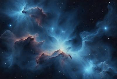 The primary subject of the image is a beautiful, colorful nebula in space. The setting is a dark, starry sky, with the nebula being the main focus of the image. The visual style is a combination of a photo and digital art, creating a stunning and detailed representation of the celestial object. The colors and mood of the image are vibrant and captivating, with the nebula's vivid hues and the vastness of the space evoking a sense of wonder and