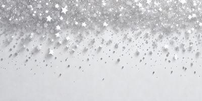 The primary subject of the image is a white background with a pattern of silver stars. The setting is a white wall, and the visual style is a digital art or illustration. The dominant colors are white and silver, creating a clean and elegant atmosphere.
