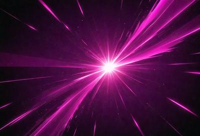 The primary subject of the image is a bright pink light, which appears to be a neon light or a purple starburst. The light is the main focus of the image, and it is set against a dark background. The visual style of the image is a combination of a photo and a digital art or illustration, creating a unique and eye-catching effect. The colors and mood of the image are predominantly pink and purple, giving it a vibrant and energetic atmosphere.