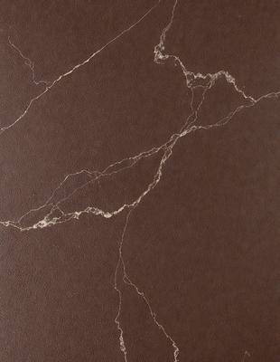 The primary subject of the image is a close-up of a marble surface with visible veins and textures. The setting is a brown background, which contrasts with the marble. The visual style is a close-up, showcasing the intricate details of the marble. The colors and mood of the image are predominantly brown, giving it a natural and earthy feel.
