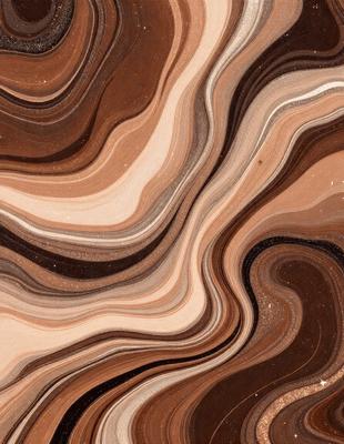 The primary subject of the image is a close-up of a marble tile with a brown and white pattern. The setting is a wall, and the visual style is a photo. The dominant colors are brown and white, creating a warm and earthy atmosphere.