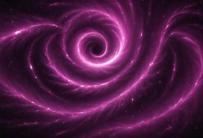 The primary subject of the image is a purple spiral, which appears to be a swirling pattern or a galaxy-like structure. The setting is a dark background, which contrasts with the purple spiral, creating a striking visual effect. The visual style of the image is a combination of digital art and illustration, as it features a detailed and intricate design. The colors and mood of the image are predominantly purple, giving it a unique and captivating appearance.