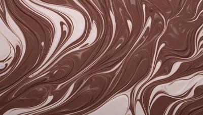 The primary subject of the image is a close-up of a chocolate-covered cake. The cake is decorated with a swirled pattern, giving it a visually appealing and appetizing appearance. The setting is a table, and the visual style is a close-up, showcasing the cake's details. The colors and mood of the image are predominantly brown, which is the color of the chocolate, and the overall atmosphere is one of indulgence and delight.