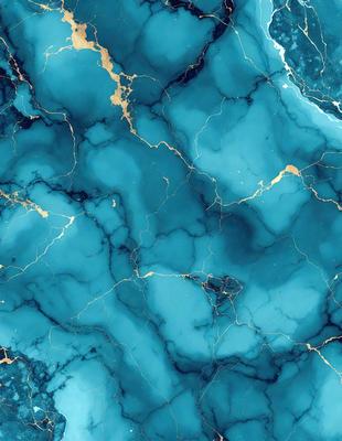 The primary subject of the image is a blue marble-like surface with gold accents. The setting is a blue and gold marble-like surface, which is the main object, scene, or focus of the image. The visual style is a combination of a photo and digital art, creating a unique and intricate design. The colors and mood of the image are predominantly blue and gold, giving it a luxurious and elegant appearance.