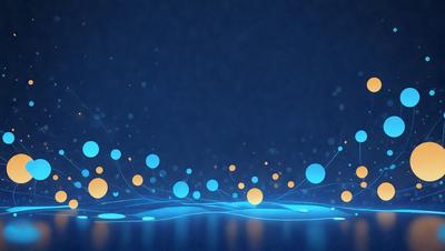 The primary subject of the image is a blue background with a pattern of blue and yellow circles. The setting appears to be a dark, starry night, with the circles floating in the darkness. The visual style is a digital art or illustration, creating a unique and captivating atmosphere. The dominant colors are blue and yellow, with the blue background and the yellow circles creating a sense of depth and contrast.