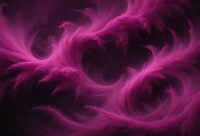 The primary subject of the image is a purple, swirling, and flowing pattern. The setting is a dark background, which contrasts with the vibrant purple color of the swirls. The visual style appears to be a combination of digital art and illustration, creating a dynamic and artistic representation of the swirling pattern. The colors and mood of the image are predominantly purple, giving it a calming and soothing atmosphere.