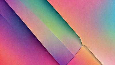 The primary subject of the image is a knife, which is the main object in the scene. The knife is depicted in a colorful and artistic manner, with its handle and blade being colored in a rainbow pattern. The setting is a pink background, which adds to the overall atmosphere of the image. The visual style of the image is a combination of digital art and illustration, creating a unique and eye-catching representation of the knife.