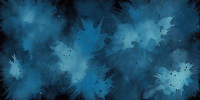 The primary subject of the image is a blue background with a pattern of black and white splatters. The setting appears to be a painting or a digital artwork, as the visual style suggests a creative and artistic approach. The dominant colors in the image are blue and black, creating a moody and dramatic atmosphere.