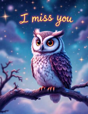 The primary subject of the image is a cute, colorful owl sitting on a branch. The owl is the main focus of the image, and it appears to be looking at the viewer. The setting is a nighttime scene with a dark sky, and the visual style is a digital art or illustration. The owl is the main subject, and the colors and mood of the image are warm and inviting.