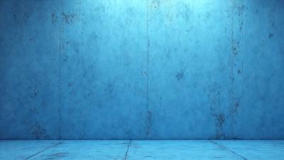 The primary subject of the image is a blue wall with a peeling paint texture. The setting is a room with a blue wall, and the visual style is a photo. The dominant colors are blue and white, and the overall atmosphere is somewhat dull and aged.