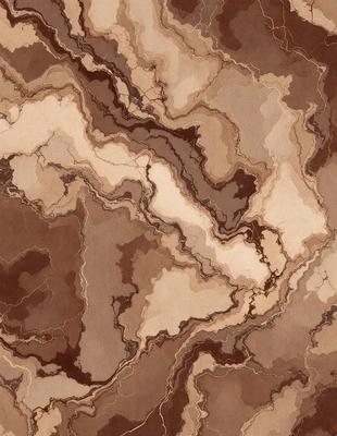The primary subject of the image is a brown and white marbled pattern, which is the main focus of the image. The setting is a brown and white marbled surface, which serves as the backdrop for the pattern. The visual style of the image is a combination of photo and digital art, creating a unique and intricate design. The colors and mood of the image are predominantly brown and white, giving it a warm and earthy atmosphere.