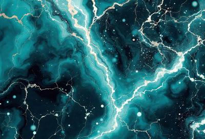 The primary subject of the image is a blue and white swirling pattern, which appears to be a digital art or illustration. The setting is a dark blue background, and the visual style is a combination of digital art and illustration. The dominant colors are blue and white, creating a calming and serene atmosphere.