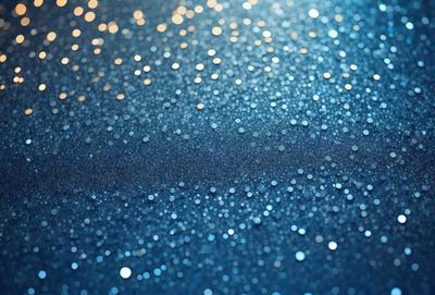 The primary subject of the image is a blue background with a pattern of glittering, shiny, and sparkling lights. The setting appears to be a dark room, and the visual style is a combination of a photo and digital art. The colors and mood of the image are predominantly blue, with the sparkling lights adding a sense of brightness and energy to the scene.