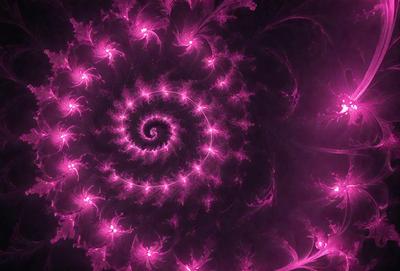 The primary subject of the image is a spiral pattern, which is the main object, scene, or focus of the image. The spiral pattern is set against a purple background, creating a visually striking and vibrant scene. The image is a digital art piece, showcasing the artist's creativity and skill in designing intricate patterns. The dominant colors in the image are purple and pink, which evoke a sense of warmth, energy, and beauty.