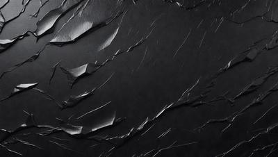 The primary subject of the image is a black leather surface with a pattern of white streaks. The setting is a dark room, and the visual style appears to be a combination of a photo and a drawing. The colors in the image are predominantly black and white, creating a moody atmosphere.
