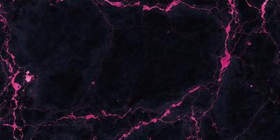 The primary subject of the image is a black marble wall with pink veins. The setting is a dark room, and the visual style is a close-up of the marble wall. The dominant colors are black and pink, creating a dramatic and striking atmosphere.