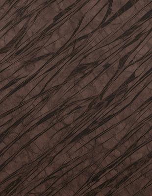 The primary subject of the image is a close-up of a brown leather surface, possibly a piece of furniture or a decorative item. The setting is a room with a wooden floor, and the visual style appears to be a close-up of a textured surface. The colors and mood of the image are warm and earthy, with the brown leather creating a sense of richness and sophistication.
