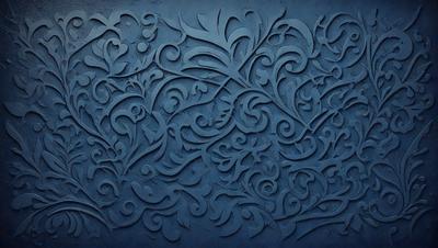 The primary subject of the image is a blue wall with a decorative design. The setting is a room with a blue background. The visual style is a combination of digital art and illustration, creating a unique and intricate pattern. The dominant colors are blue and black, giving the wall a modern and sophisticated appearance.