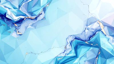 The primary subject of the image is a blue, geometric, and abstract design. The setting is a blue background, and the visual style is digital art. The dominant colors are blue and white, creating a calm and serene atmosphere.
