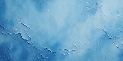 The primary subject of the image is a blue sky with clouds. The setting is a large, open space with a cloudy sky. The visual style is a painting, which gives the image a more artistic and creative appearance. The dominant colors are blue and white, creating a calm and serene atmosphere.
