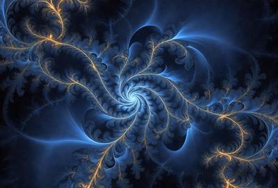 The primary subject of the image is a blue spiral pattern, which appears to be a digital art or illustration. The setting is a dark blue background, which contrasts with the bright blue spiral. The visual style suggests that the image is a creative and artistic representation of a spiral pattern. The colors and mood of the image are predominantly blue, giving it a calm and serene atmosphere.