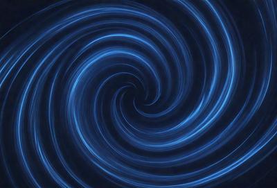 The primary subject of the image is a spiral pattern, which is the main object, scene, or focus of the image. The spiral pattern is set against a dark blue background, creating a striking contrast. The visual style of the image is a digital art or illustration, as it appears to be a digital creation rather than a photo. The dominant colors in the image are blue and black, giving it a moody and dramatic atmosphere.