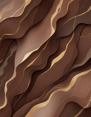 The primary subject of the image is a large, intricate, and textured wall made of brown and gold materials. The setting is a room with a brown and gold wall, which serves as the background. The visual style of the image is a combination of photo and digital art, creating a unique and artistic representation of the wall. The dominant colors in the image are brown and gold, giving the wall a warm and luxurious appearance.