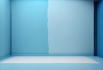 The primary subject of the image is a white wall with a blue background. The setting is a room with a blue wall, and the visual style is a photo. The dominant colors are blue and white, creating a calm and serene atmosphere.
