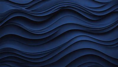 The primary subject of the image is a blue, wavy surface that resembles a wave or a ripple. The setting is a dark blue background, which contrasts with the blue surface. The visual style appears to be a digital art or illustration, as the surface has a smooth and detailed appearance. The dominant colors are blue, with a slightly darker shade, and the overall atmosphere is calm and serene.