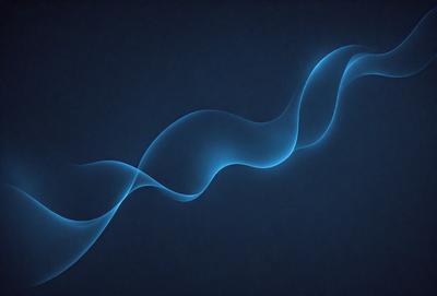 The primary subject of the image is a blue wave or flowing water, which is the main focus of the image. The setting is a dark blue background, which creates a contrasting and dramatic effect. The visual style is a digital art or illustration, as the wave appears to be a digital creation. The colors and mood of the image are predominantly blue, creating a serene and calming atmosphere.