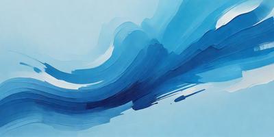 The primary subject of the image is a painting of a wave. The setting is a blue background, and the visual style appears to be a digital art or illustration. The dominant colors are blue and white, creating a calm and serene atmosphere.