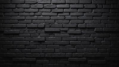 The primary subject of the image is a brick wall. The setting is a dark room, and the visual style is a black and white photo. The colors and mood of the image are predominantly dark, with the brick wall being the main focus.