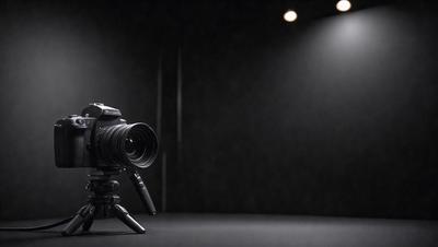 Primary subject: Camera
Setting/background: Black background
Visual style: Photo
Colors and mood: Black and white