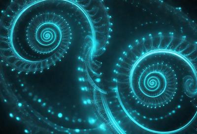 The primary subject of the image is a spiral pattern, which is a blue and white swirl. The setting is a dark background, which contrasts with the bright colors of the spiral pattern. The visual style is a digital art or illustration, as the spiral pattern appears to be a digital creation. The colors and mood of the image are vibrant and energetic, with the blue and white swirl creating a sense of movement and dynamism.