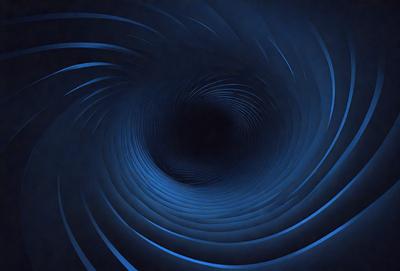 The primary subject of the image is a blue spiral, which appears to be a tunnel or a vortex. The setting is a dark, blue background, which adds to the overall mood of the image. The visual style is a combination of a photo and a digital art, creating a unique and intriguing visual effect. The colors and mood of the image are predominantly blue, giving it a calm and mysterious atmosphere.